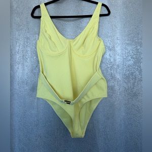Yellow one-piece bathing suit